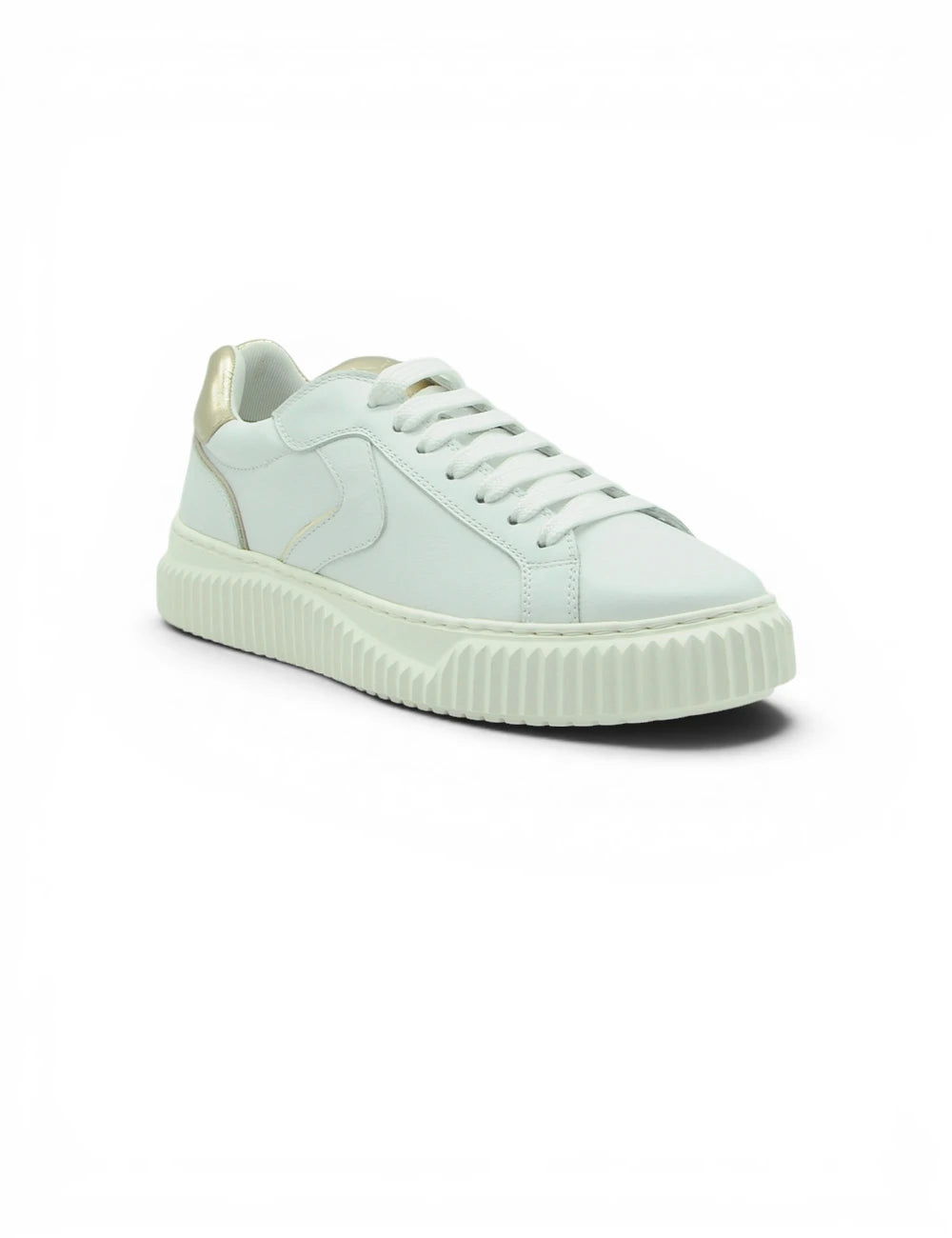 Voile blanche lipari white platinum sneaker in pelle bianca con tallone dorato e suola in gomma rigata